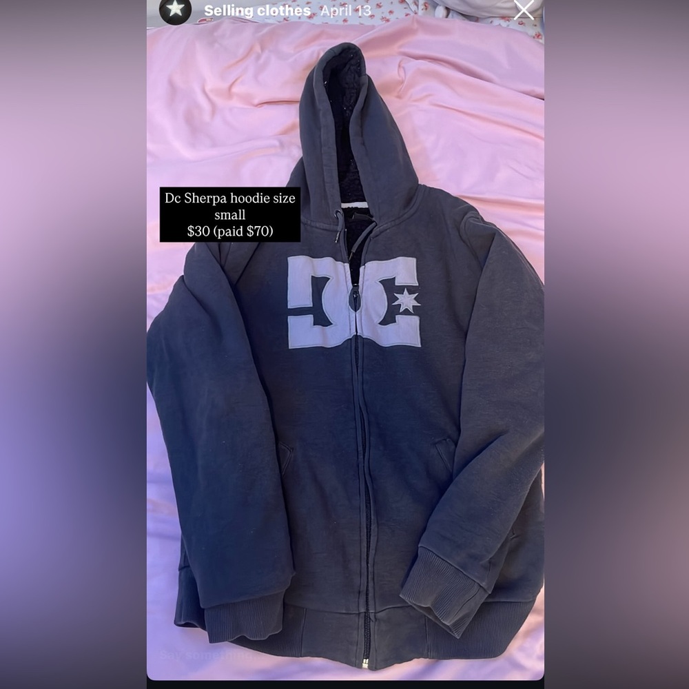 DC Black Sherpa Hoodie with Logo